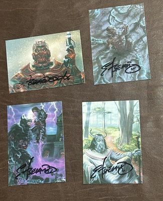 1994 Flights of Fantasy Signed Trading Card Lot. of 4; Lot of four fantasy art trading cards 