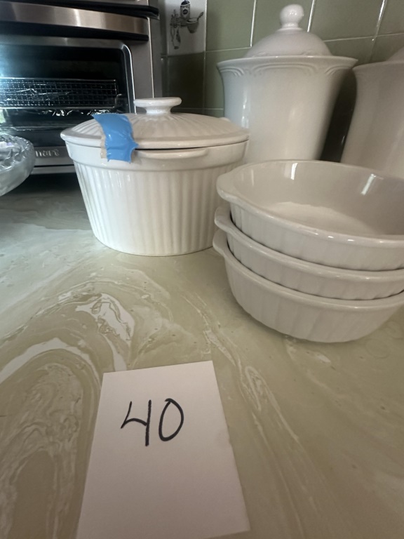 White Ceramic Fluted Serving Set
