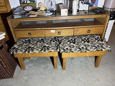 Tell City Oak Gossip Bench Vanity Set. No Shipping