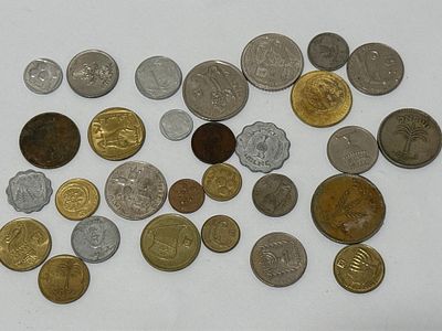 A collection of Israeli coins.