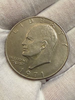 An Eisenhower dollar coin, United States, dated 1971.