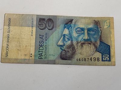 A 50 koruna banknote from Slovakia, dated 1993.