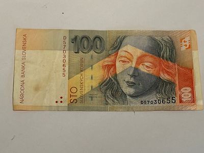 A 100 koruna banknote from Slovakia, dated 1996.