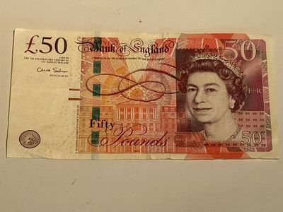 A &pound;50 sterling banknote from the United Kingdom, dated 2010.