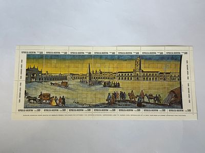 דף בולים פנורמי, ארגנטינה, 1980, מהסדרה שהונפקה לרגל התערוכה הבינלאומית לבולאות בבואנוס איירס. 
