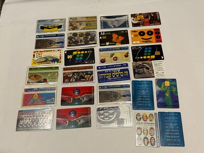 לוט של כרטיסי טלכרט ישראליים (Telecard), מגוון רחב של עיצובים ונושאים – פרסומות, דמויות 