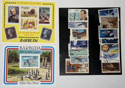 A highly attractive lot featuring two large mint souvenir sheets from Barbuda and a rich 