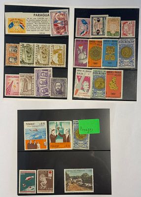 קבוצה של כ-30 בולים פרגוואיים (Correos del Paraguay), רובם חדשים, על שלושה כרטיסי אלבום. 
כוללת 