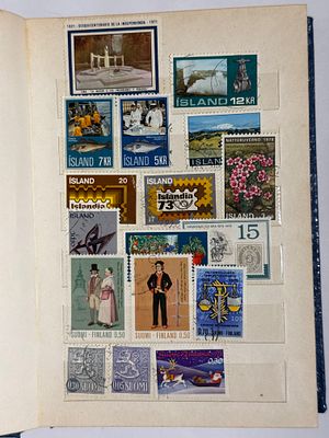 Worldwide stamp collection in a small stockbook album, mostly used, mainly 1960s–1970s issues.