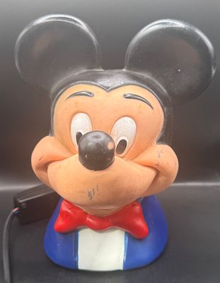 Vintage Disney Mickey Mouse figural night-light in molded soft vinyl/rubber, modeled as a bust 