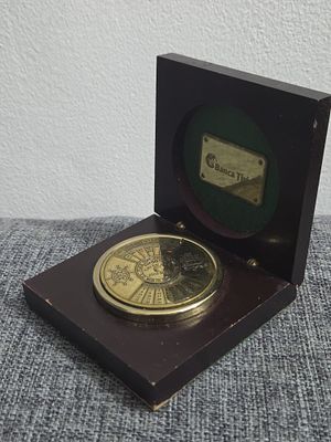 Brass 50-Year Perpetual Calendar, 2003–2052, nautical design featuring a ship's wheel and 