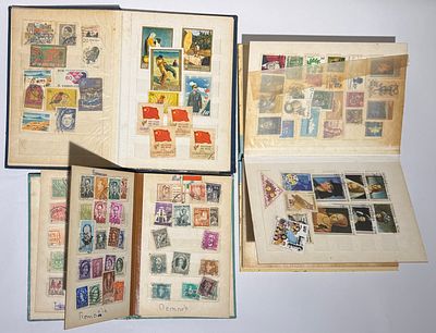 Lot of three stamp albums/stockbooks filled with used worldwide postage stamps, organized 