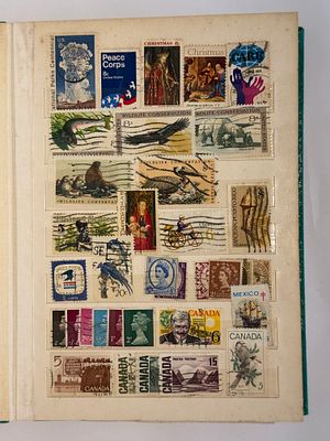 Worldwide Stamp Collection in Stockbook Album, c. 1930s–1970sA green stockbook album housing a 