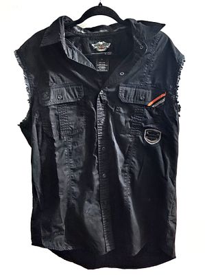 Harley-Davidson Genuine MotorClothes – men’s sleeveless black biker shirt, size L. 100% cotton 