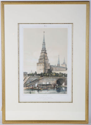 Дюран Андре (1807–1867).
Москва. Борисовская башня. Северо-западный вход в Кремль. Берег реки 