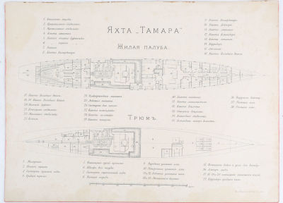 [Романовы. Великий князь Александр Михайлович]. План яхты &laquo;Тамара&raquo;. СПб.: Лит. Шталлер и 