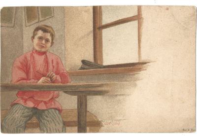 Великая Княгиня Ольга Александровна (1882–1960). Деревенский мальчик. Открытое письмо. 
