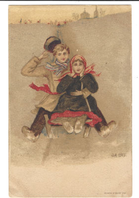 Великая Княгиня Ольга Александровна (1882–1960). На санях. Открытое письмо.
Санкт-Петербург. 