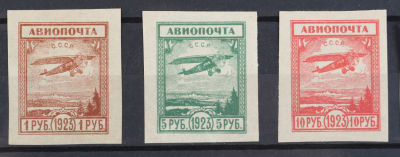 1924. Авиапочта. И. Дубасов. Серия из 3 марок. Соловьёв 204А–206 А **. 019.1. 1924. Авиапочта. 