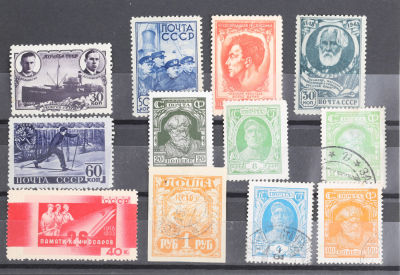 Лот из 12 марок. 025.1. 1940. Полярный дрейф ледокола &laquo;Георгий Седов&raquo;. С. Поманский. Ледокол 