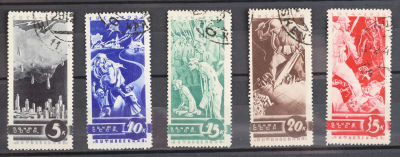 1935. Антивоенная. Серия из 5 марок. Соловьёв 481–485. 047.1. 1935. Антивоенная. Бомбардировка. 