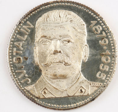 Памятная монета. J.V. Stalin 1879-1955. Италия. Алюминево-хромовый сплав. XF. Итальянская монета 