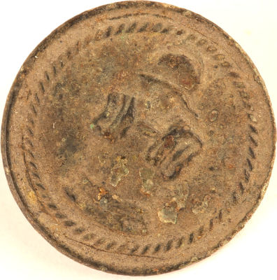 Пуговица (малая) саперного батальона Французской Императорской армии. 1810-е гг. Диаметр: 16 мм 