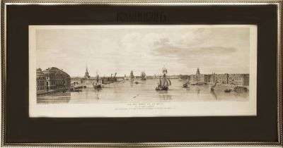 Вид берегов Невы вверх по течению между Адмиралтейством и зданиями Академии наук. Vue des bords 