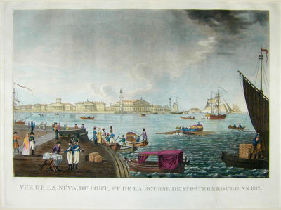 Дамам-Демартре, Мишель Франсуа (1763-1827)
Вид реки Невы, порта и Биржи в Санкт- Петербурге. Гр 