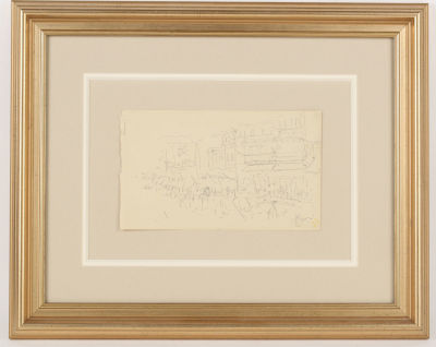 Репин Илья Ефимович (1844–1930).
Двухсторонний рисунок: Невский проспект. На обороте: Пушкин 