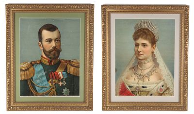 Два парных портрета: Императора Николая II и Императрицы Александры Федоровны. Франция. 