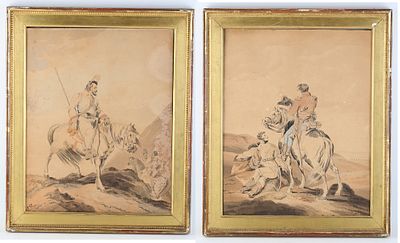 Неизвестный художник. Два рисунка с оригиналов акварелей Роберта Кера Портера &laquo;Уральский казак&raquo; 