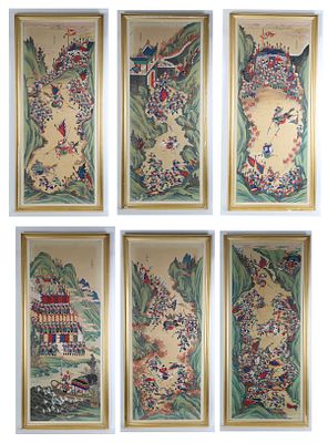 [Китай] Неизвестный художник. Сюита из шести батальных картин из истории Китая эпохи 