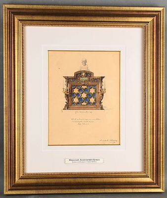 Бенуа Леонтий Николаевич (1813–1898). Эскиз комода в стиле XVII века. 1880-е гг. Бумага, тушь 
