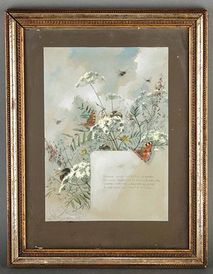 Эндаурова Любовь Меркурьевна (1853–1938). Эскиз открытки. Полевые травы: &laquo;Полем идешь все цветы 