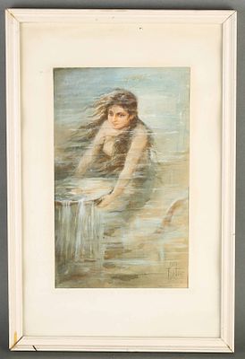 Бём Елизавета Меркурьевна (1843–1914). Русалка с морской раковиной. 1911 г. Бумага на картоне 