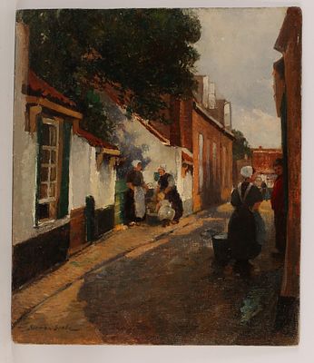 Герман Гробе (German Grobe; 1857–1938). Немецкая улочка. Западная Европа. 
Конец XIX века. 