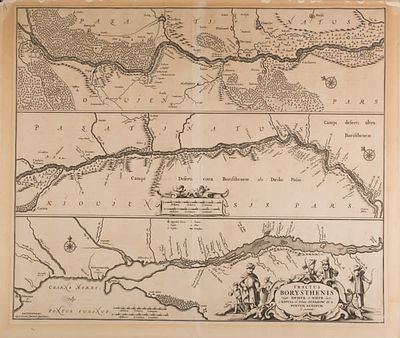 [Атлас Ян Янсон, 1680 г]. Восточная Европа. Карта течения реки Днепр от острова Хортица до 