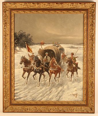 Баумгартнер-Стоилов Адольф-Константин (1850–1924). Казачий зимний обоз. Конец XIX – начало XX 