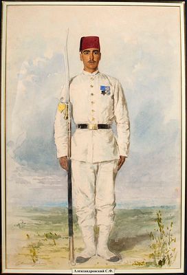 Александровский Степан Фёдорович (1842–1906). Солдат. 1897 г.Картон, графитный карандаш 