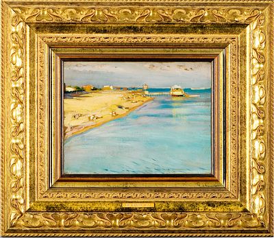 Биленкий Исаак Моисеевич (1889–1950). Пляж в Евпатории. Середина 1910-х гг.Картон 