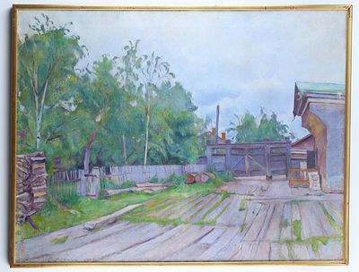 Львов Петр Иванович (1882–1944). Двор. 1919 г.Холст, масло.Размер холста: 69 х 89 смРазмер в 