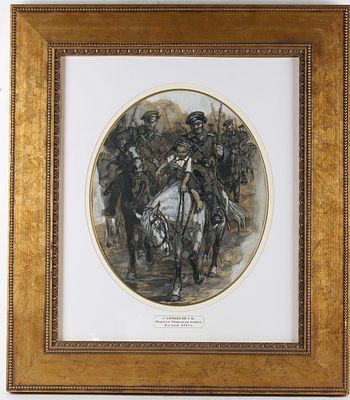 Савицкий Георгий Константинович (1887–1949). Первая мировая война. Казаки. 1915 г.Бумага, уголь 