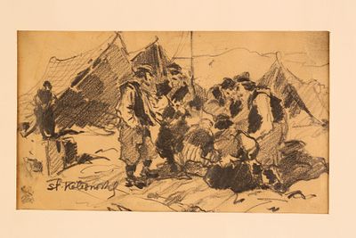 Колесников Степан Федорович (1879–1955). В лагере. Этюд. 1920-е гг. Бумага, графитный карандаш. 