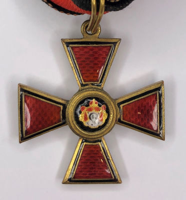 Ordenszeichen des Hl. Wladimirs 4. Klasse, mit Ordensband. Russisches Kaiserreich, Petrograd 