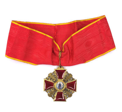 Ordenszeichen der Hl. Anna 2. Klasse, am Ordensband. Russisches Kaiserreich, Petrograd, Firma 