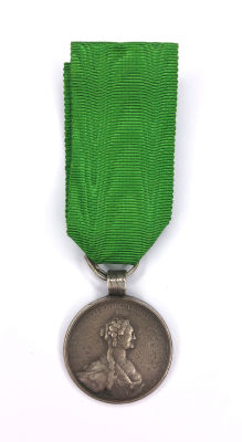 Medaille "F&uuml;r Pockenimpfung" Nikolaus I am gr&uuml;nen Moir&eacute;-Band. Russisches Kaiserreich, St. 