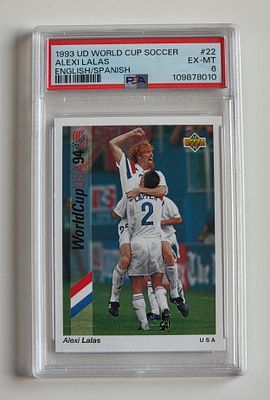 כדורגל מונדיאל חברת Upper Deck USA 1993 Alexi Lalas מדורג 6 . כדורגל מונדיאל חברת Upper Deck USA 