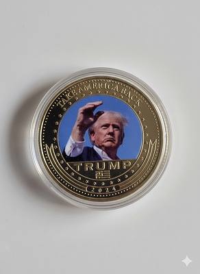 מטבע אספנים עם דמותו של נשיא ארצות הברית דונלד טראמפ . מטבע אספנים עם דמותו של נשיא ארצות הברית 