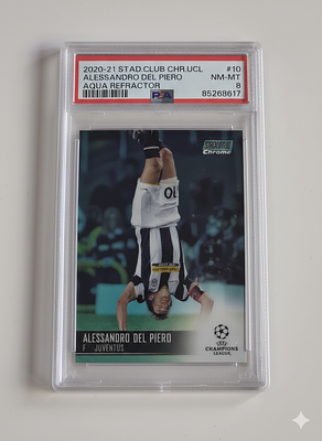 כדורגל - אלסנדרו דל פיירו קלף מדורג 9 על ידי PSA ממוספר 124/19 סדרת הכרום סטדיום היוקרתית . כדורג 